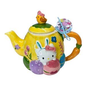 Blue Sky Clayworks Hello Kitty Easter Bunny Carrot Eggs Spring Teapot Garden